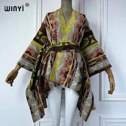 WINYI Winter kimono Africa women coat with belt long down cardigan luxury clothes abaya dubai luxur winter outfit for women