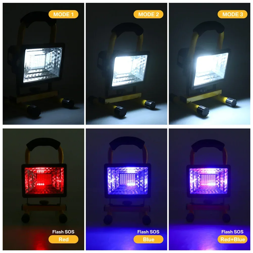 Portable 64 LEDS 60W Spotlight Work Light IP65 Outdoor Waterproof Emergency Work Light with USB Port for Charging Camping Hiking