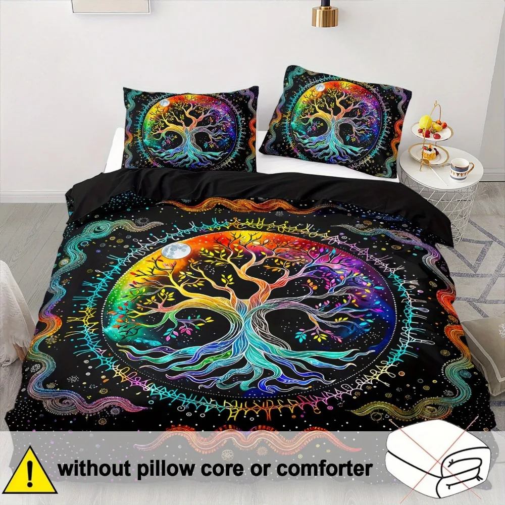 3pcs Colorful Bedding Set Celtic Tree of Life 3D Printed Cozy Soft Duvet Cover King Queen Twin Size Birthday Gift Bedroom Decor