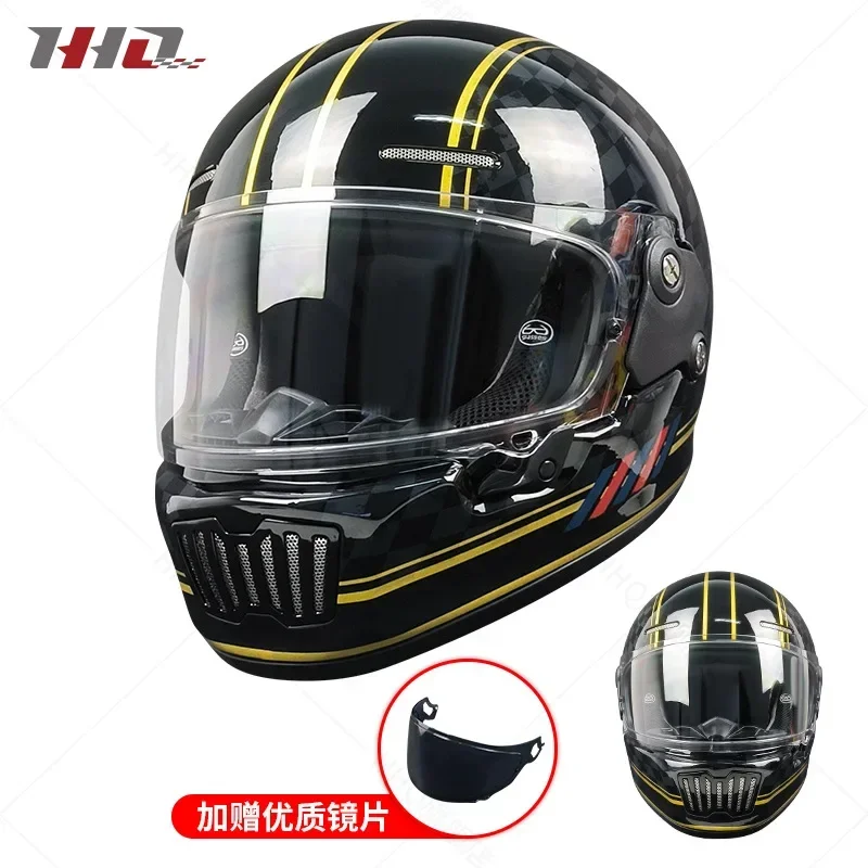 Motorcycle Helmet Personalized Retro Knight Helmet Glass Fiber Retro Full Helmet All Seasons Universal Moto Cross Black