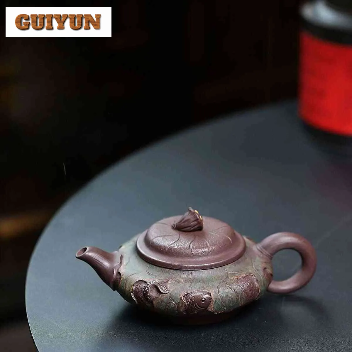 210ml Aesthetic Yixing Purple Clay Teapots Handmade Fish Fun Lotus Seed Pot Raw Ore Purple Mud Kettle Chinese Zisha Tea Set Gift