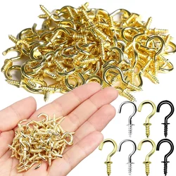 100/50pcs Mini Ceiling Screw Hooks Iron Hanger for Outdoor String Lights Hanging Plants Mug Arts Decorations Cup Extend Hooks