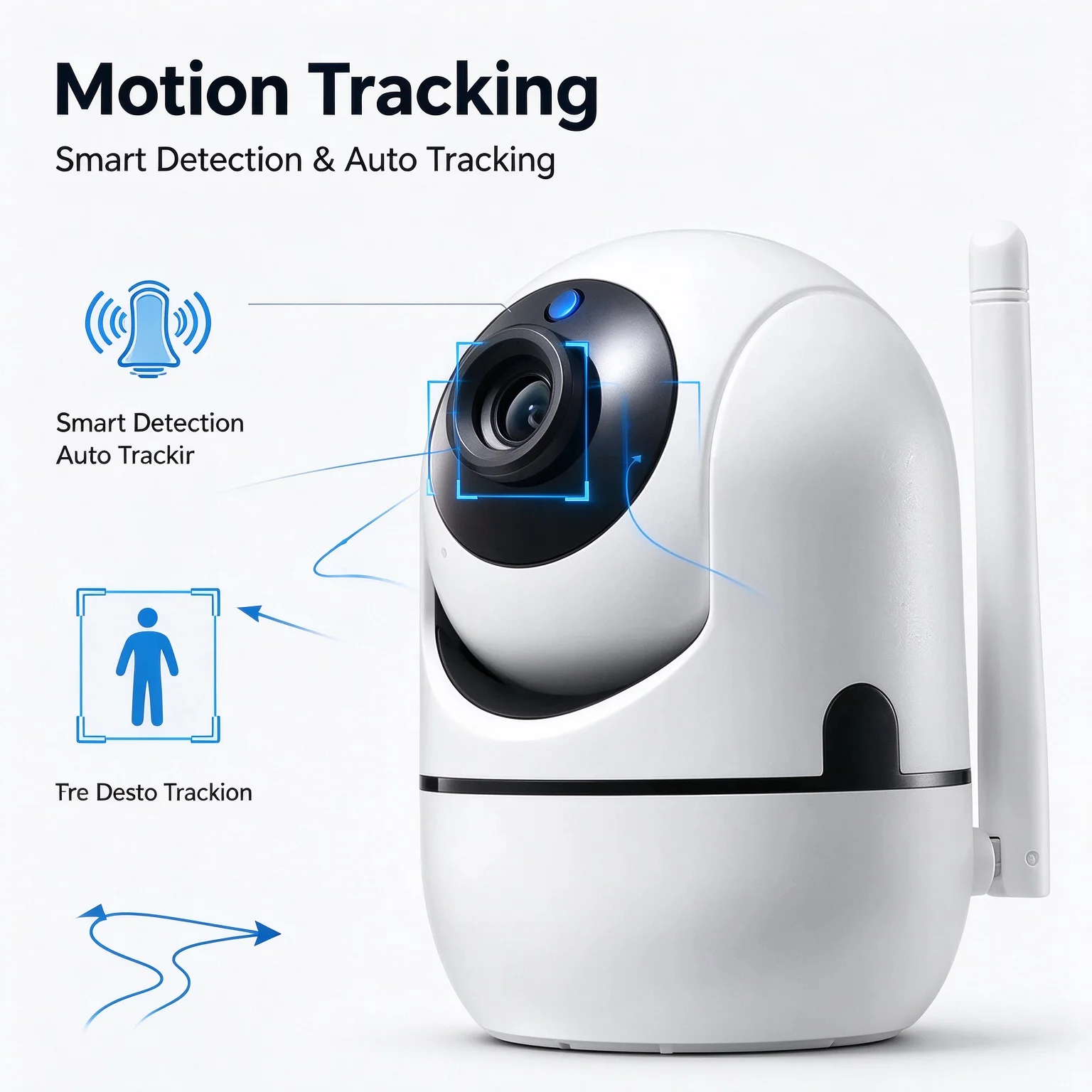 Single Antenna WiFi Security Camera Night Vision Motion Alert Indoor Outdoor Camera Support 128G TF Card Home Monitor
