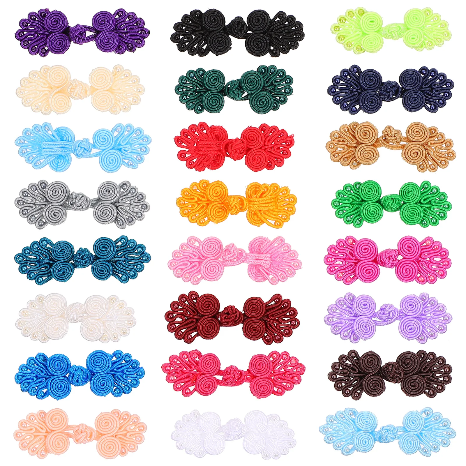 

25 Pcs Chinese Knot Buttons Sewing Fastener Disk Buckles Clothes Accessories Fabric Nail Style Different Colors