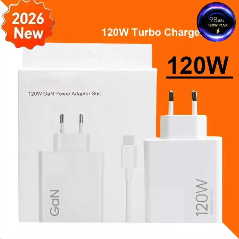 120W Ultra Fast Charging Phone Charger Quick USB Type-C High-performance Adapter For Xiaomi VIVO IPhone 17/16/15 Samsung