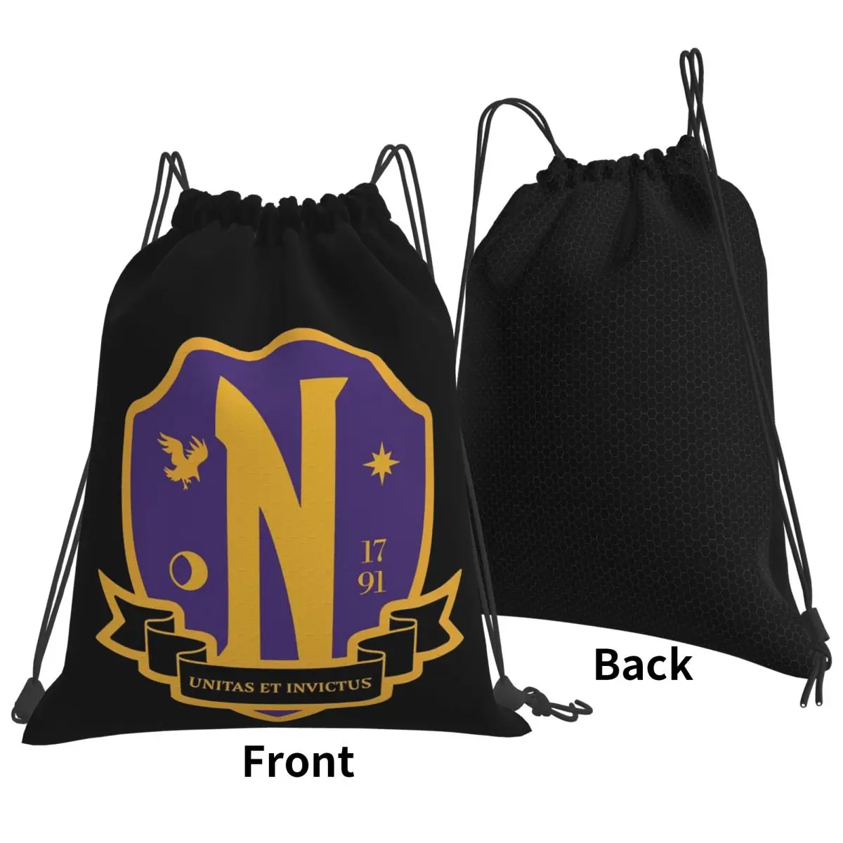 

Nevermore Academy Crest (clean) Backpacks Portable Drawstring Bags Sports Bag Book Bags for Travel School