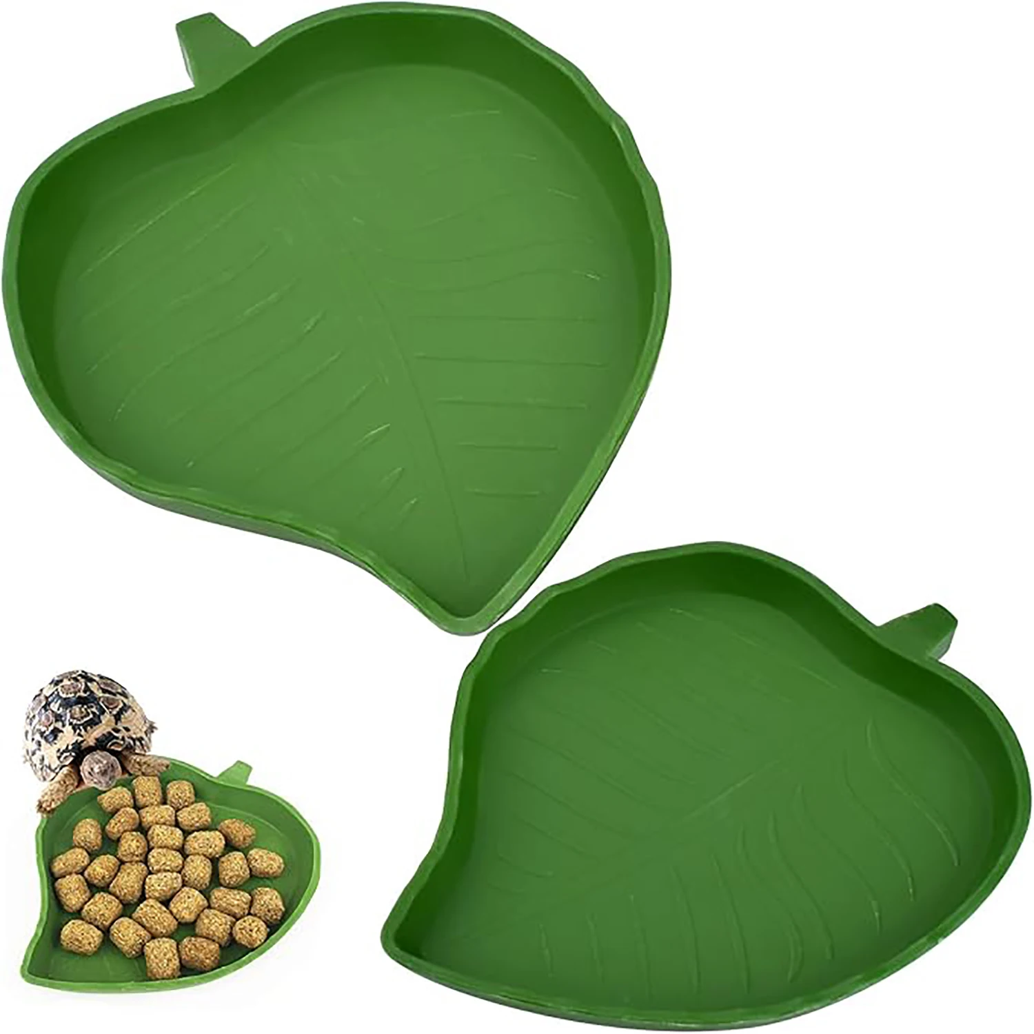 Turtle Water Bowl Leaf Shaped Reptile Food Water Bowl Flat Drinking Bowl Water Plate Reptile Pets Drinking and Eating,