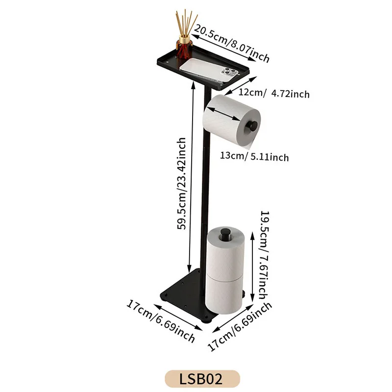 Bathroom Toilet Paper Holder Standing Toilet Paper Dispenser Stainless Steel Tissue Rolls Rack Bathroom Toilet Tissue Storage