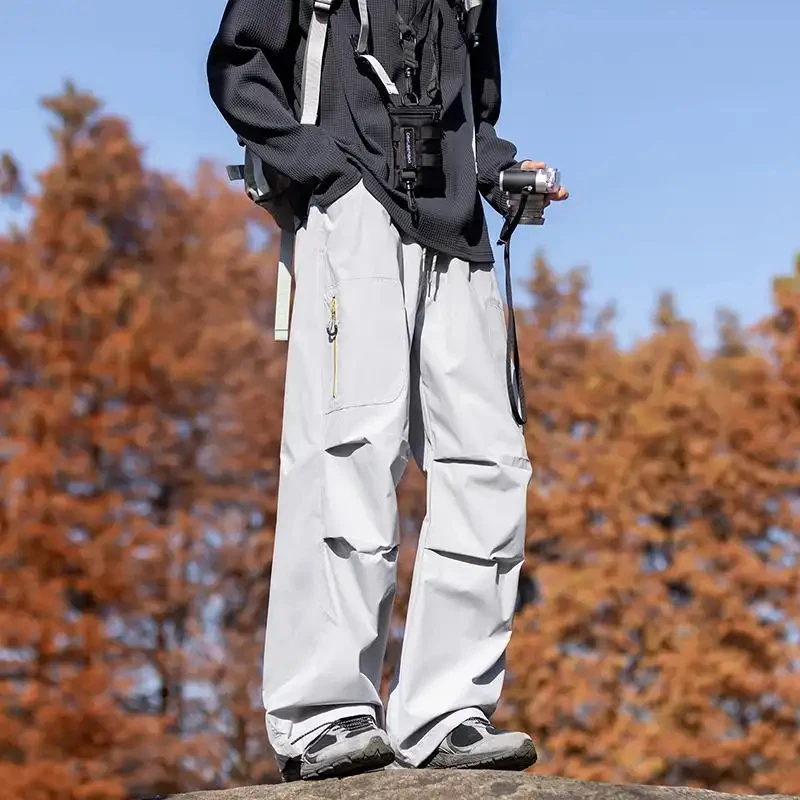 Men's Spring Couple Style Cargo Pants, Loose Straight Cut, Outdoor Fashion Casual Pants, Streetwear, Comfortable, Lightweight, V