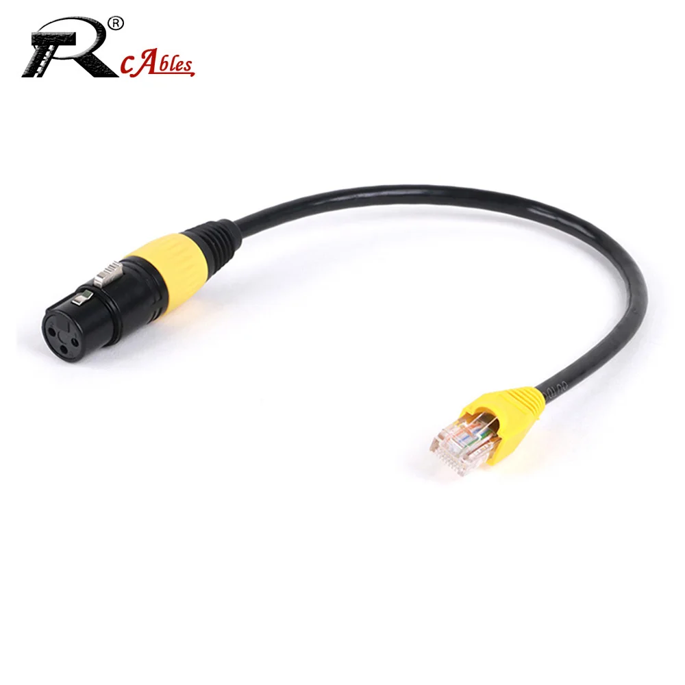 XLR to RJ45 Ethernet Cable,RJ45 CAT5/6 Male Network Connector to 3Pin XLR Female Adapter Cord for Stage Light Recording Studio