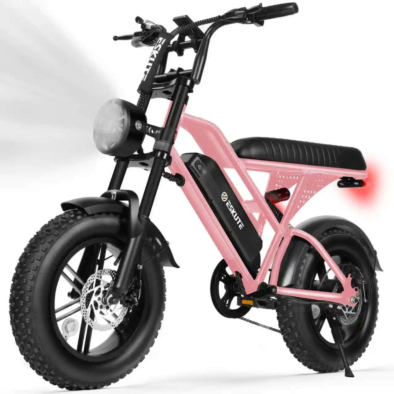 Eskute V100 Electric Dirt Bike, 1500W Peak 20MPH+ 48V13Ah Battery Motorcycle, All Terrain Dual Suspension E Bike , Ebike Up to 60 Miles Range, 16"x4" Fat Tire,  7-Speed，UL2849 image 3