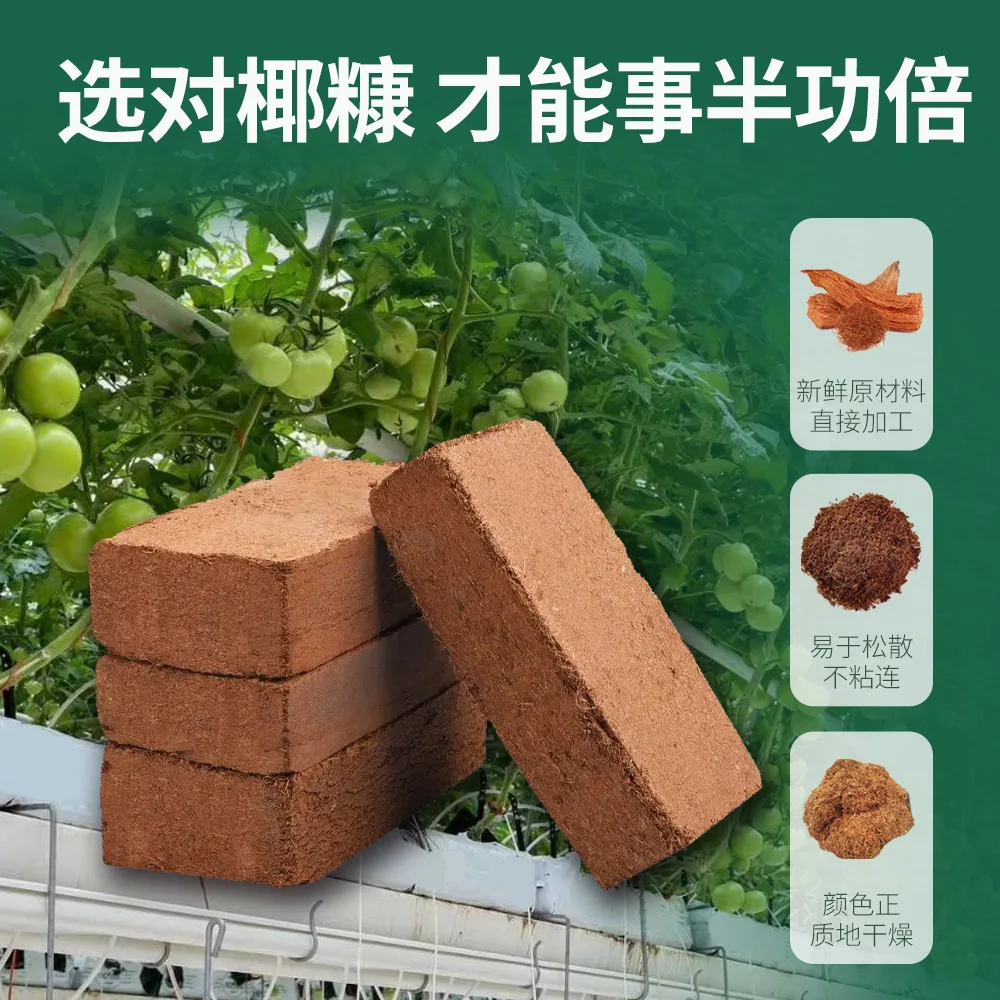 Hydroponic soilless culture substrate for growing flowers and vegetables Low-salt compressed coconut bricks