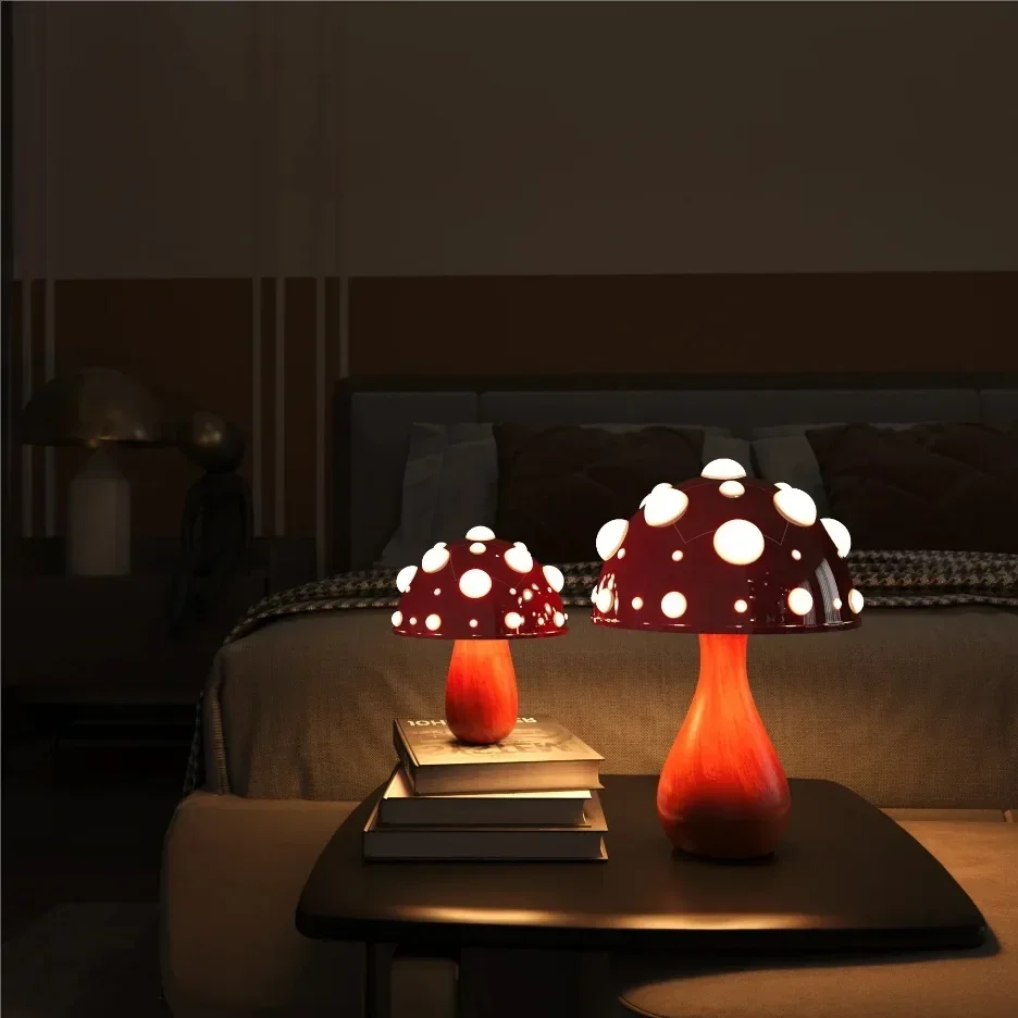 Lampu jamur Amanita, lampu meja jamur dengan bohlam tiga warna LED, AC atau USB, lampu hangat biometrik imetik Fly Agaric untuk ruang tamu, samping tempat tidur, Hotel