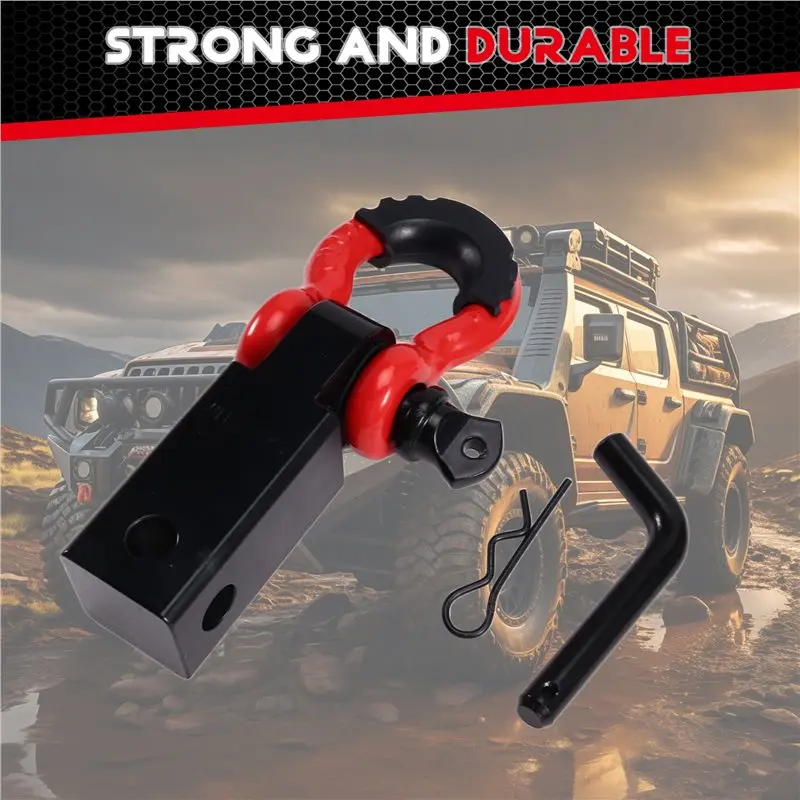 

D-Ring Hitch Pin Double Hole Shackle Receiver Recovery Shackle Block Powder Coat For SUV Trucks Jeep Off-Road