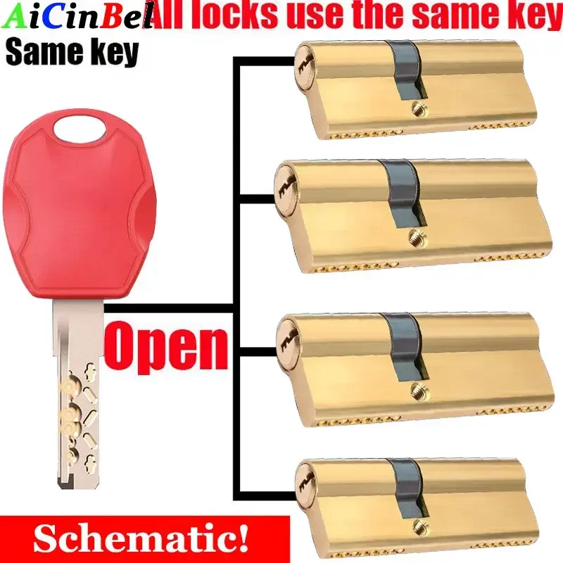 Customize the same key to open all cylinder,Anti-theft Cylinder Door Lock Core Double-open AB Door Lock Core Universal Typ