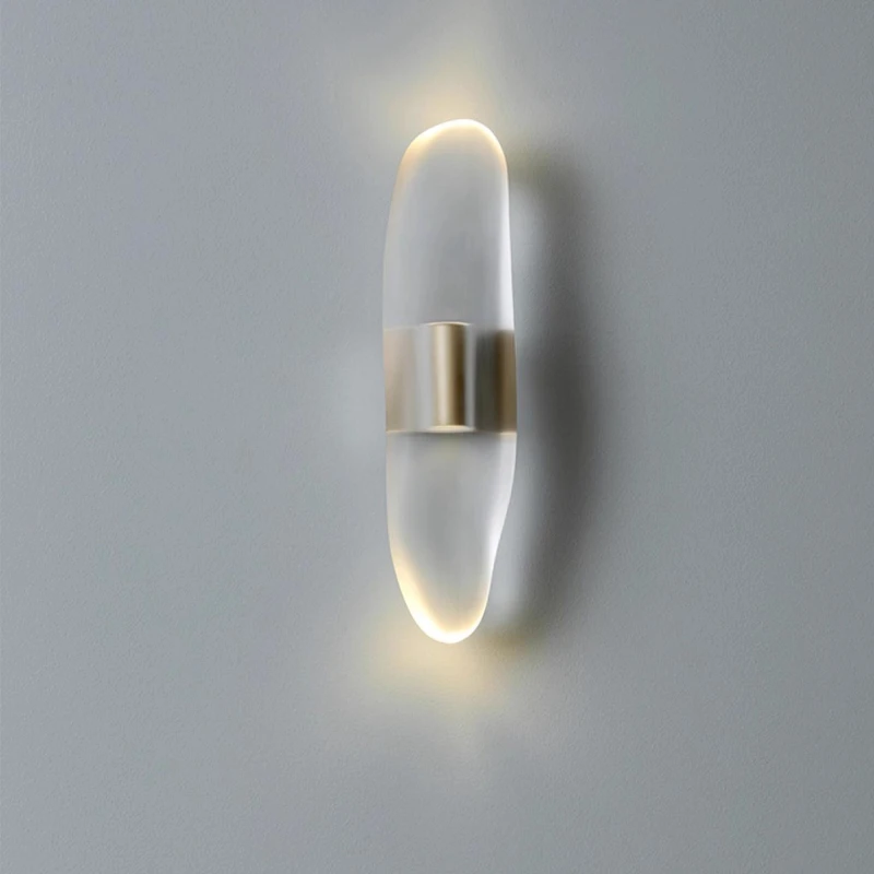 

Italian Minimalist Stainless Steel LED Wall Lamps Oval Transparent Resin Lights Living Room Bedroom Corridor Restaurant Sconces