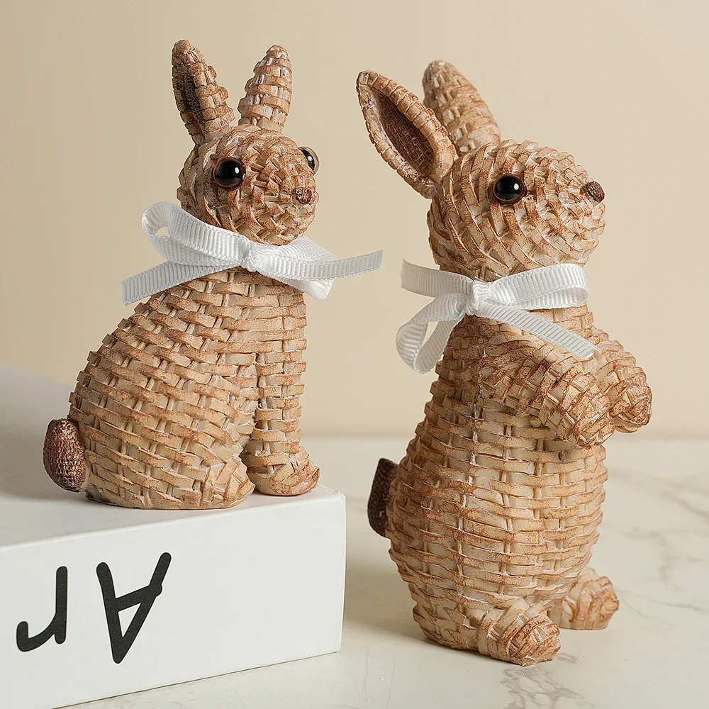 

Bow Tie Easter Home Rabbit Ornament European Courtyard Resin Decorative Ornament Garden Rabbit Holiday Decoration