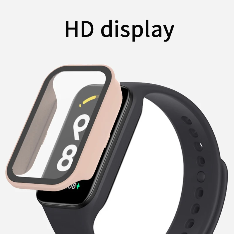For Redmi Smart Band 2 Case Cover Hard PC Case with Tempered Glass Film Screen Protector Watch Bumper Case accessories