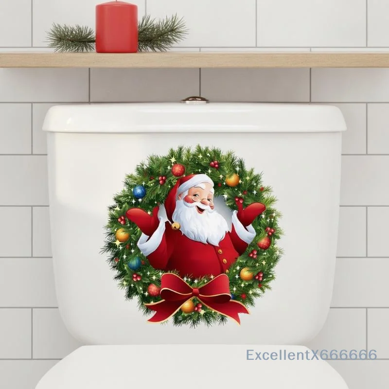 Christmas Snowman Tree Toilet Sticker Merry Christmas Party Decoration Xmas Bathroom Decor Navidad Natal New Year Gift