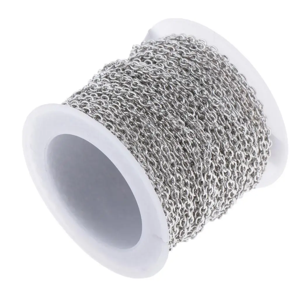 Metal Chain Cable Chain 10 Yards Roll with Lobster Clasps Necklace Extension Fine Chains for Diy Stainless Steel Jewelry