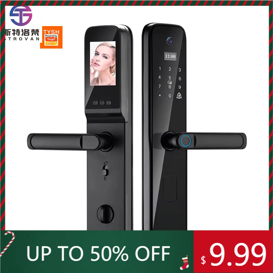 

STLF Electronic Smart Home Door Lock APP Fingerprint Password IC Card Unlock WiFi Cloud Storage 8AA Battery for Wood/Steel Doors