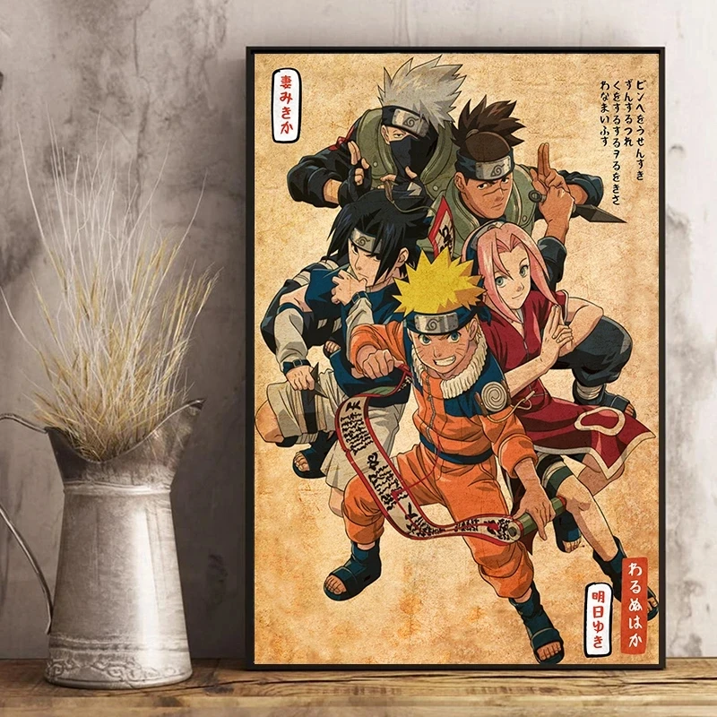 Japanese Anime Naruto Poster Retro Art Prints Home Living Room Wall Art Decorative Murals Canvas Painting Wall Decor Aesthetics