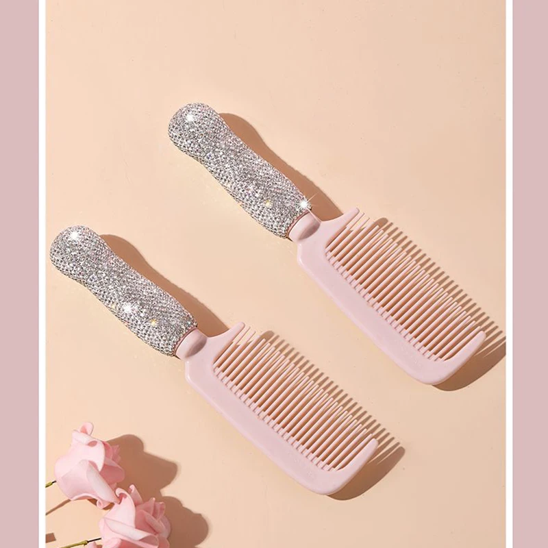 Sparkling Diamond Comb Makeup Hair styling Beauty Tools Portable Travel Massage Hair Comb Bathroom Accessories Bling Mirror