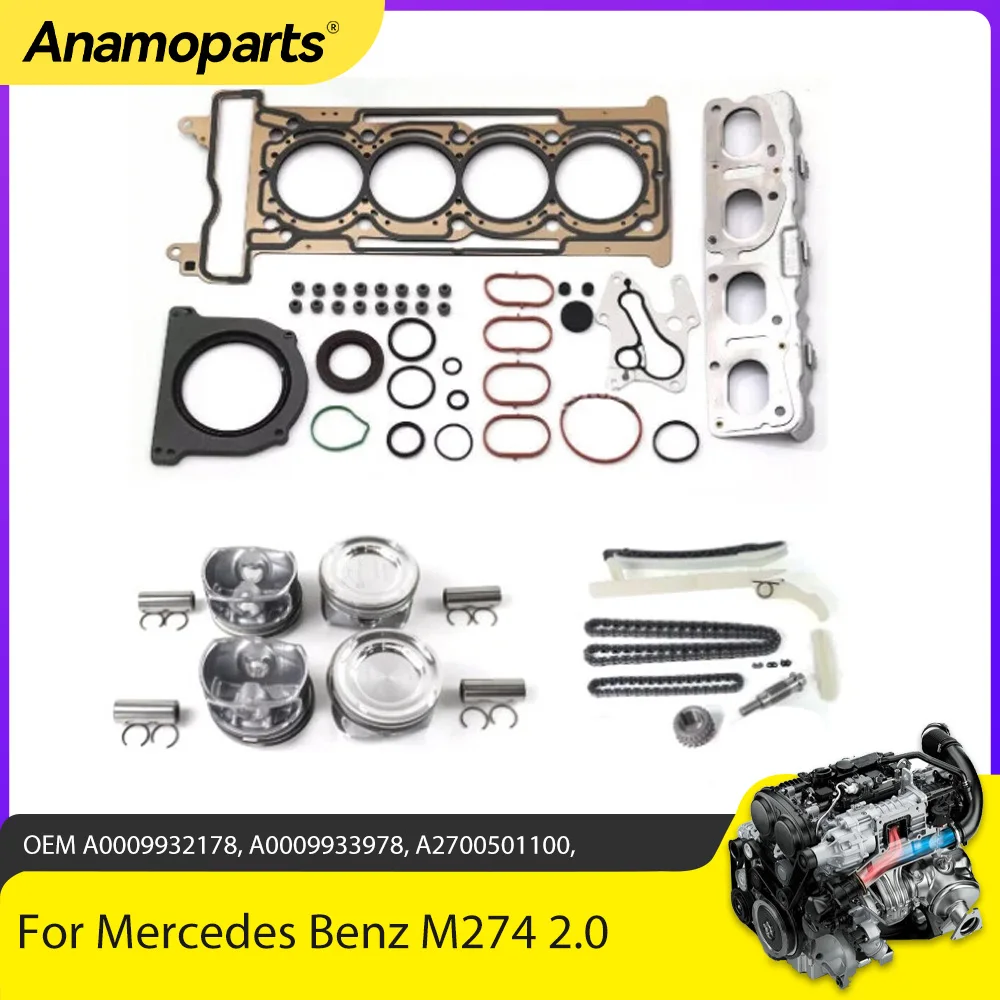Engine Parts Cylinder Head Gasket Set Piston Set Timing Chain Kit Fit 2.0 T L4 Gas M274 For Mercedes Benz A238 S213 2.0T 13-17