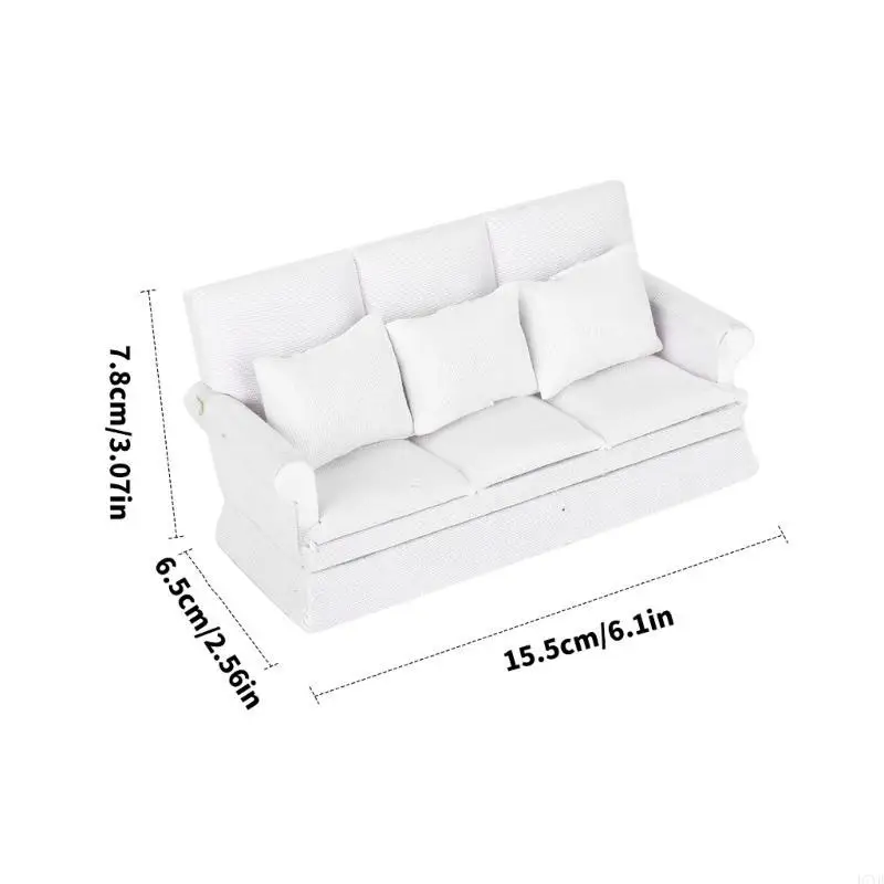 

D7YD Living Room Three-seat Sofa Furniture Dollhouses Miniature Pretend Play