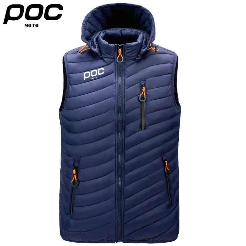 New Sleeveless Winter Thermal Jacket Moto Poc Cycling Hooded Warm Coat Windbreaker Mountain Bike Cothing MTB Bicycle Down Jackes