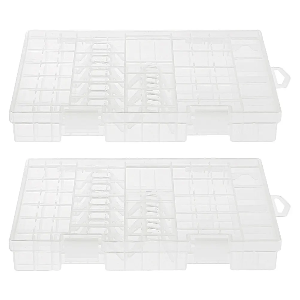 

2pcs Clear Storage Box: Durable Plastic Organizer For D Aa Aaa C Batteries Compact Travel Case With Transparent Lid For