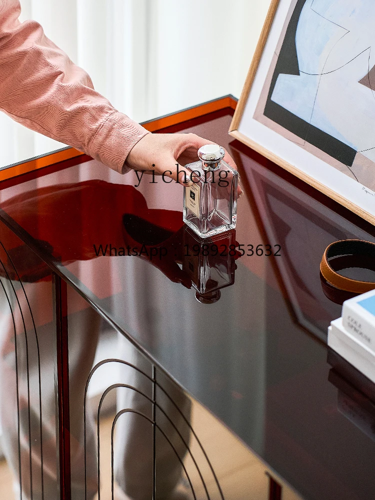 

light luxury acrylic dining side cabinet modern simple storage chest cabinet glass living room sofa entrance cabinet