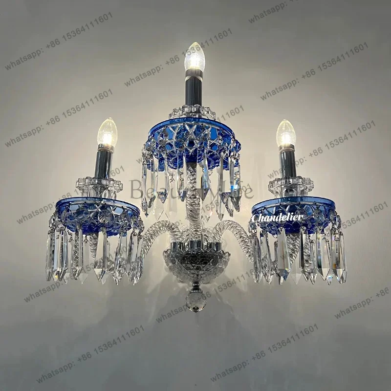YJ French vintage bedside wall decoration can emit light, luxury, and high-end crystal candle ornaments