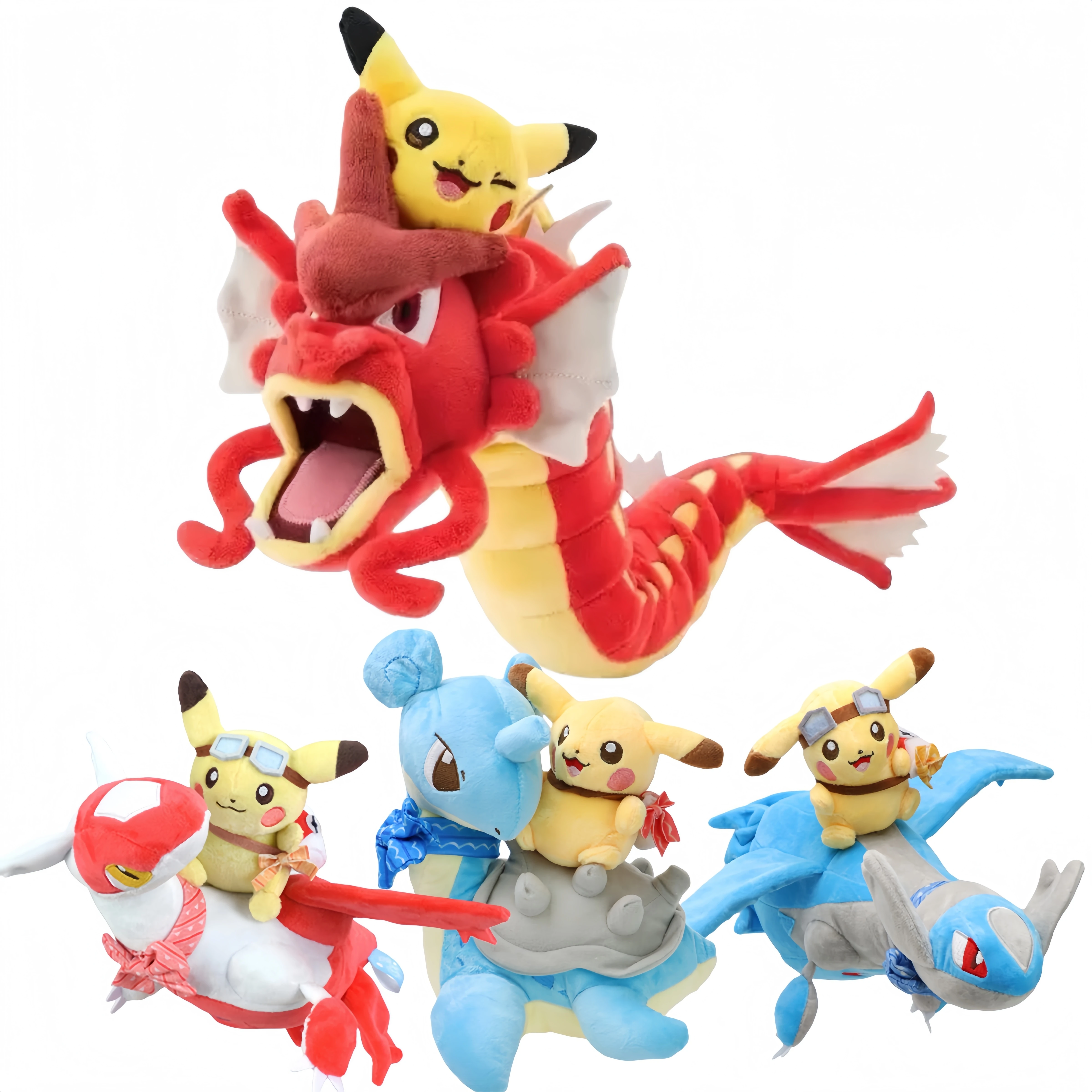 Pokemon Pikachu Peluche montando Lapras Latios Latias muñeco de Peluche Charizard Sylveon Leafeon Peluche juguete creativo Anime regalo de dibujos animados