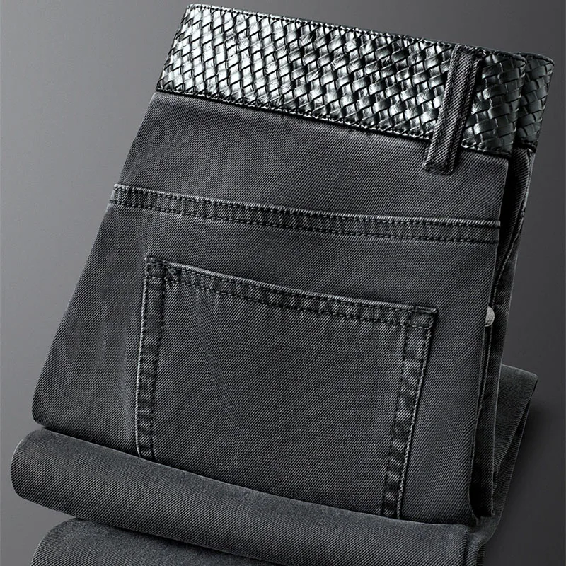 Shorts en jean noir et gris, pantalon droit, homme, confortable et élastique, long, nouvelle collection printemps