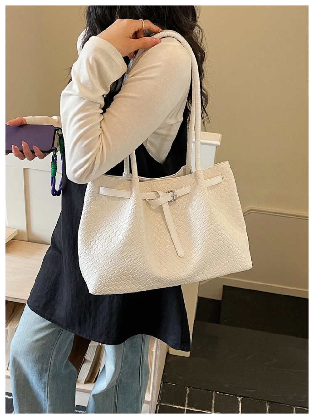 Schultertasche aus PU-Leder, elegante Retro-Handtasche mit großem Fassungsvermögen, erhältlich in 4 Farben, Einkaufstasche für den Arbeitsweg, Schule/Reisen/Arbeit – Detail 20