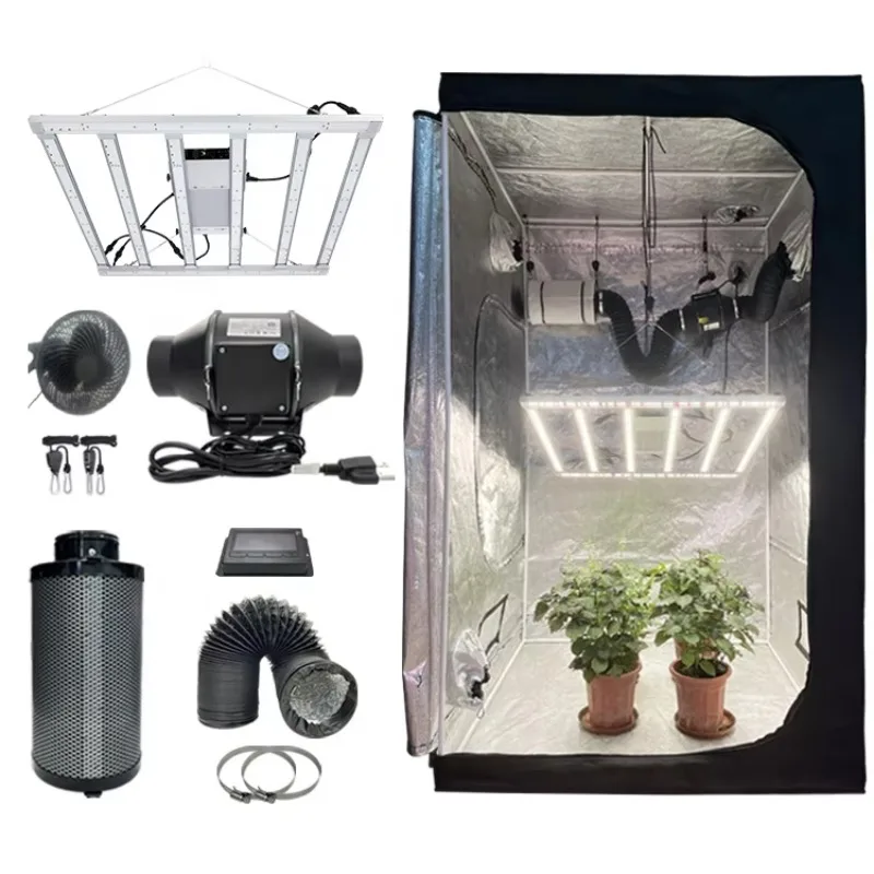 4x4 Growing Tent Complete Kit 480W LM301H Evo Inline Duct Fan 6 Inch Carbon Filter Indoor Growing Box 1000W 800W Led Lights