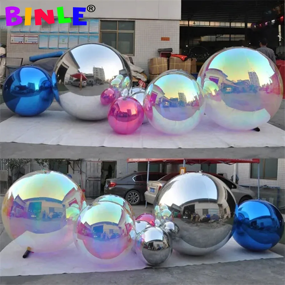 

Multi-Colored Giant Shinny Inflatable Mirror Ball Durable PVC Floating Mirror Sphere Disco Balloon For Party Decoration