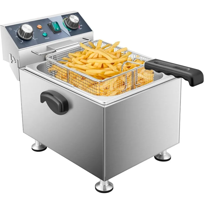 13L 13.7QT مقلاة عميقة تجارية 1800 وات 120V18.7 رطل مع التحكم في درجة الحرارة ومؤقت سلة كبيرة مقلاة رائجة البيع
