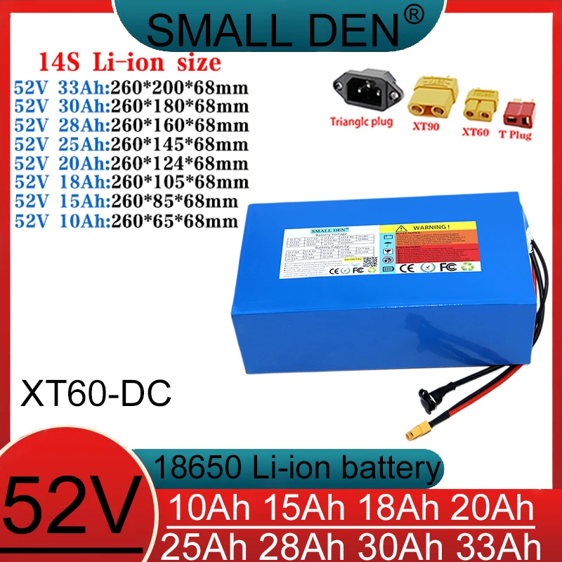 18650 リチウムバッテリーパックオートバイモーター 52V 10Ah 15Ah 20Ah 25Ah 28Ah 30Ah 33Ah オフロード車ステーションワゴン