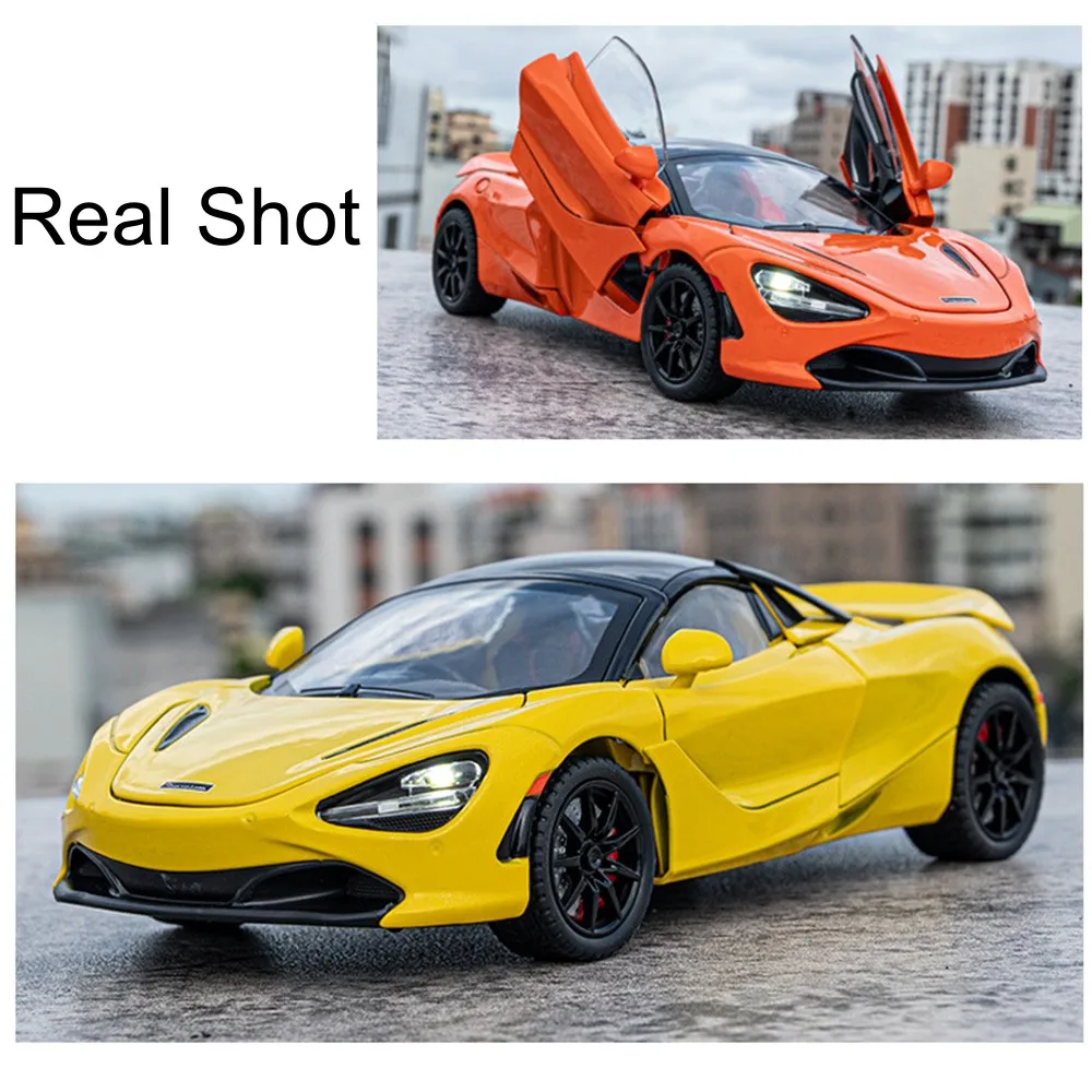 1/24 Scale Miniature MCL 720S Alloy Diecast Toy Car Model Wheel Shock Absorption Car Doors Opened Toy Vehicle Gifts for Boy