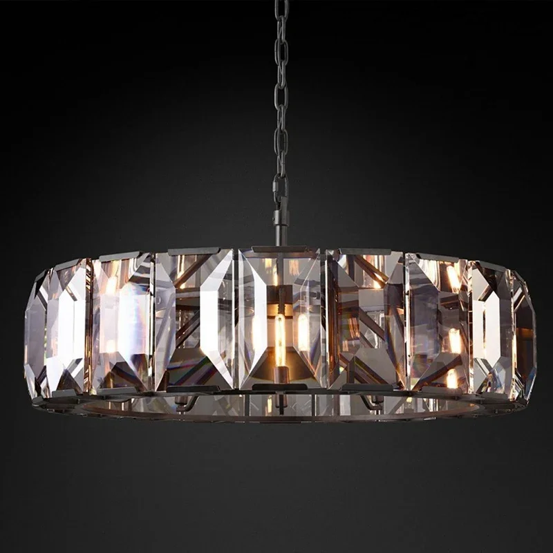 Luxury  LED Crystal Chandelier For Kitchen Island Living Room Bedroom Round Rectangle Design Hanging Pendant Lighting Fixture