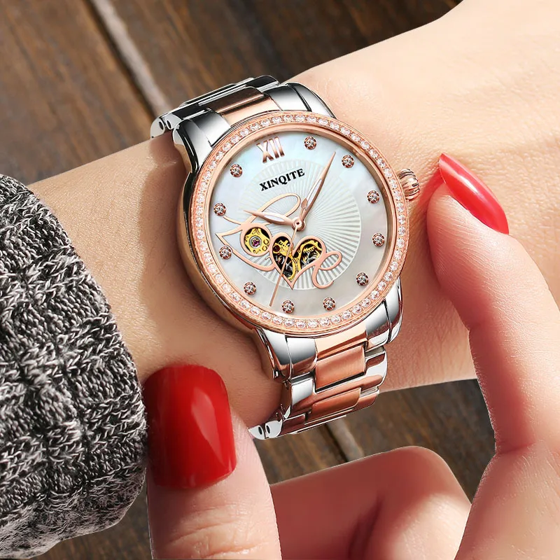 Top Luxury Brand Mechanical Woman Watch Sapphire Crystal Diamond Case Automatic Lady Watch Ceramic Strap Dress  오토매틱 시계 레플리카