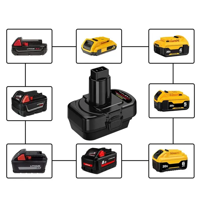 Battery Adapter For 20V Or For M18 18V Li- Battery Convert To For 12V/14.4V Ni-MH Power Tool