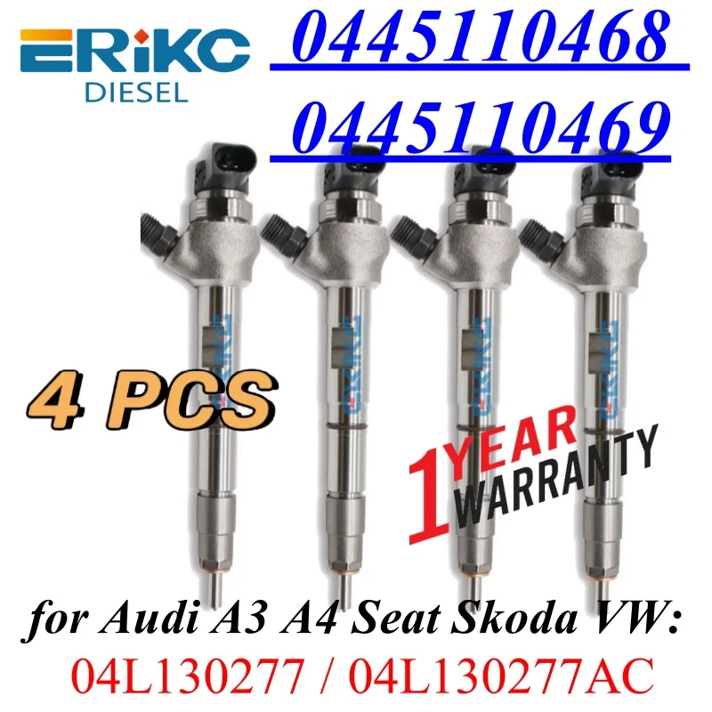 

4 шт. 0445110468 CR дизельный инжектор 0445110469 Распылитель двигателя 04L130277AC 0986435258 для Audi VW Skoda 04L130277