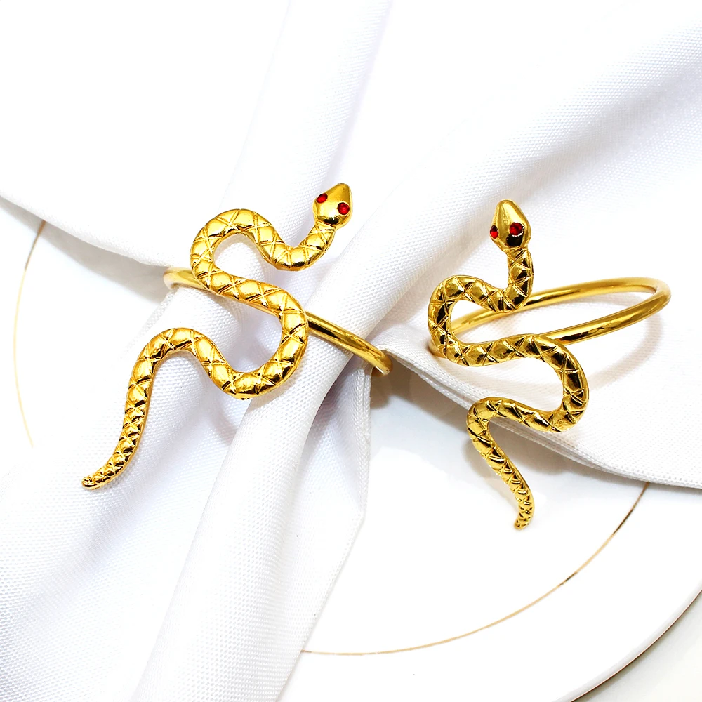 6Pcs Gold Snake Napkin Rings Metal Animal Napkin Holders for Casual Dinning Birthday Wedding Party Christmas Table Decor ERM33