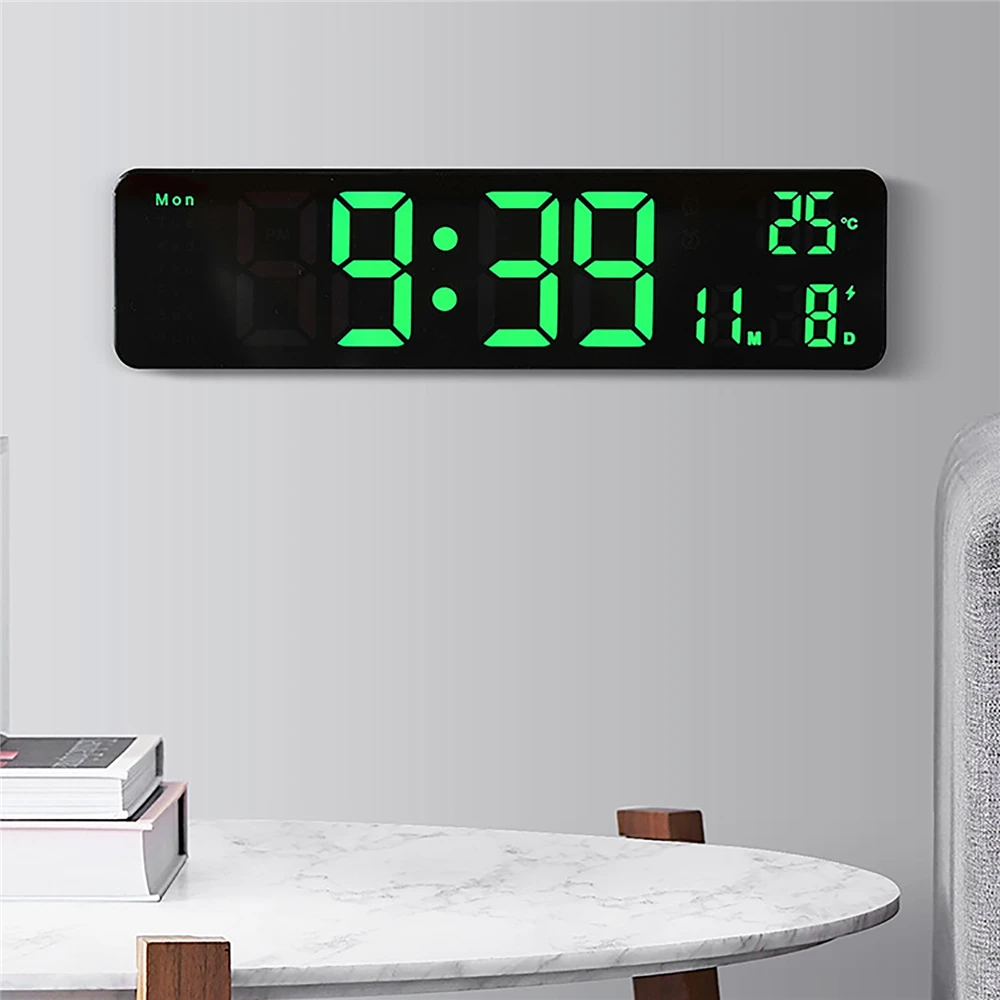 Bedroom Digital LED Wall Clock Electronic Clock Touch Table Clock Date Week Temperature Time Display Hanging Alarm Clock Office