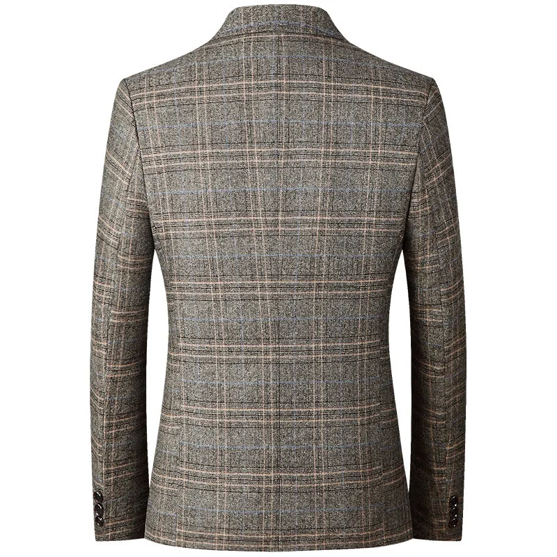 2023 New Men's Suit Jacket High-quality Men's Clothing Business Casual Men's Blazers Handsome Plaid Slim Fit Blazer Size 4XL-M