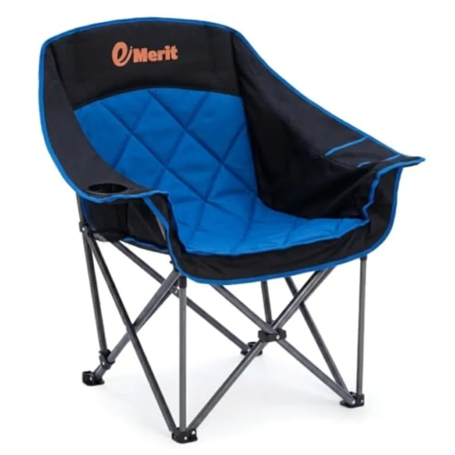 

Oversized Padded Camping Chairs, Heavy Duty 450 LBS Capacity Outdoor Folding Quad Chair with Cup Holder, Portable for Camping,