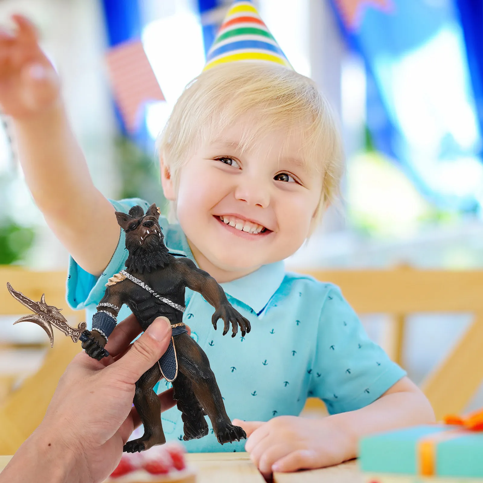 

Simulated Werewolf Soldier Statue Creative Decoration for Home Office Desktop Realistic Werewolf Soldier Ornament Educational